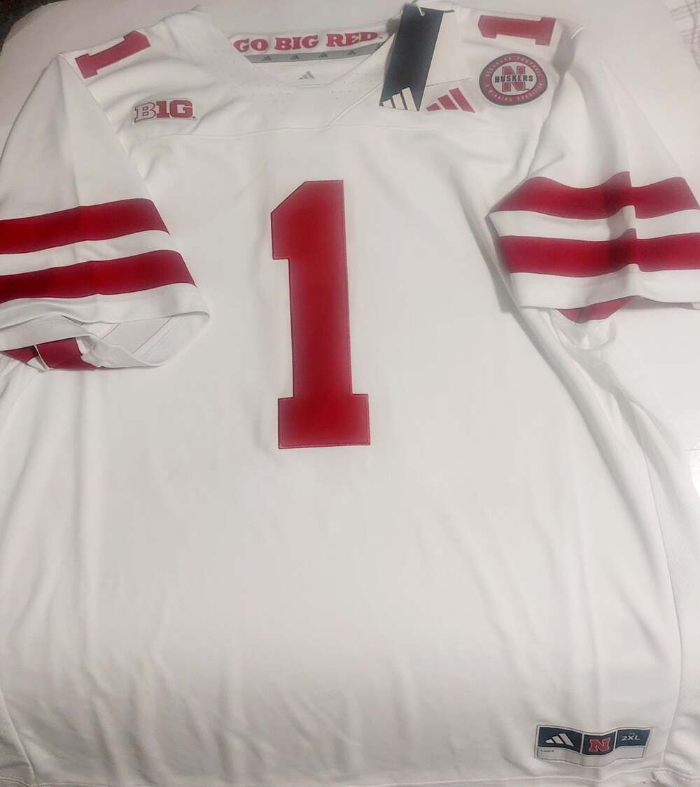 adidas Nebraska Cornhuskers Mens 2XL White Premier Away Football Jersey NCAA GBR - Picture 2 of 11